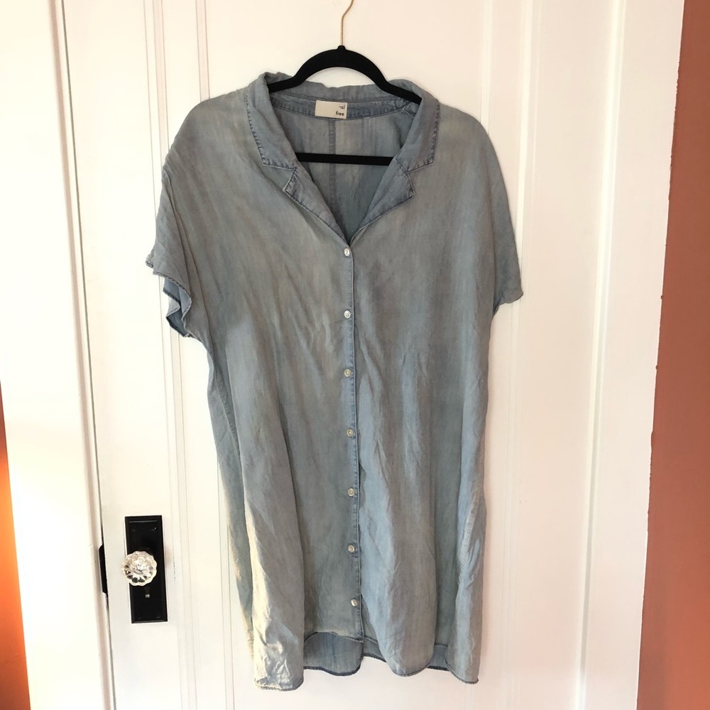 Aritzia Light Blue Button-Up Dress